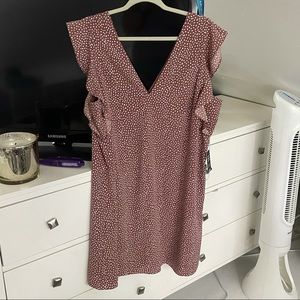 Express Dotted Ruffle Sleeve Shift Dress